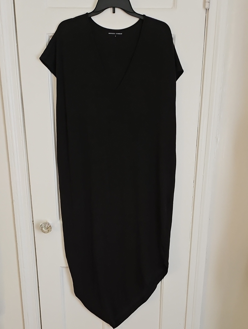 Universal Standard Minimalist Asymmetrical Black V-Neck Dress